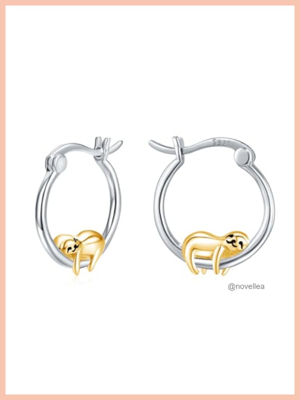 Sterling Silver Sloth Huggie Hoop Earrings Hypoallergenic Cute Cartilage Cuff